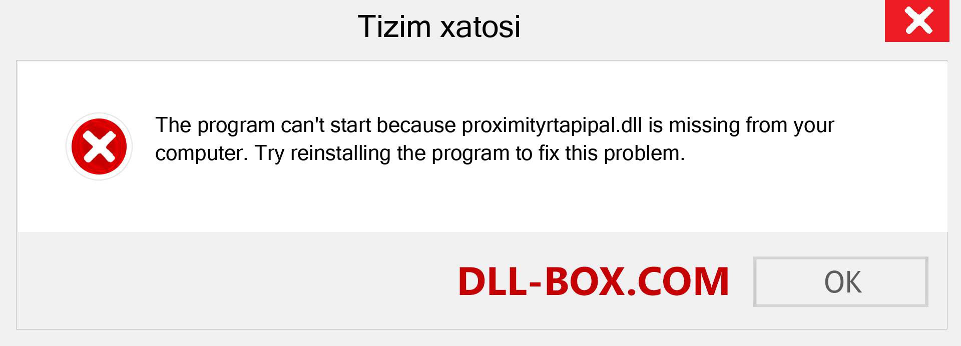 proximityrtapipal.dll fayli yo'qolganmi?. Windows 7, 8, 10 uchun yuklab olish - Windowsda proximityrtapipal dll etishmayotgan xatoni tuzating, rasmlar, rasmlar